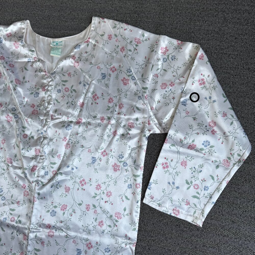 Satin Nightshirt Wildflowers/White Vintage Gilligan O'Malley - Picture 10 of 14